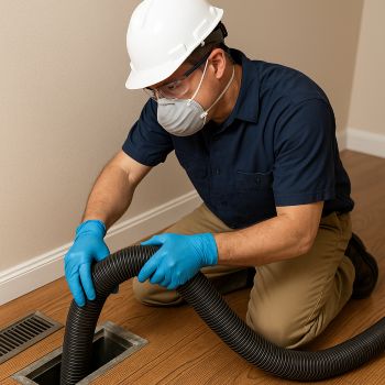 Professional air duct cleaning technician in Harker Heights